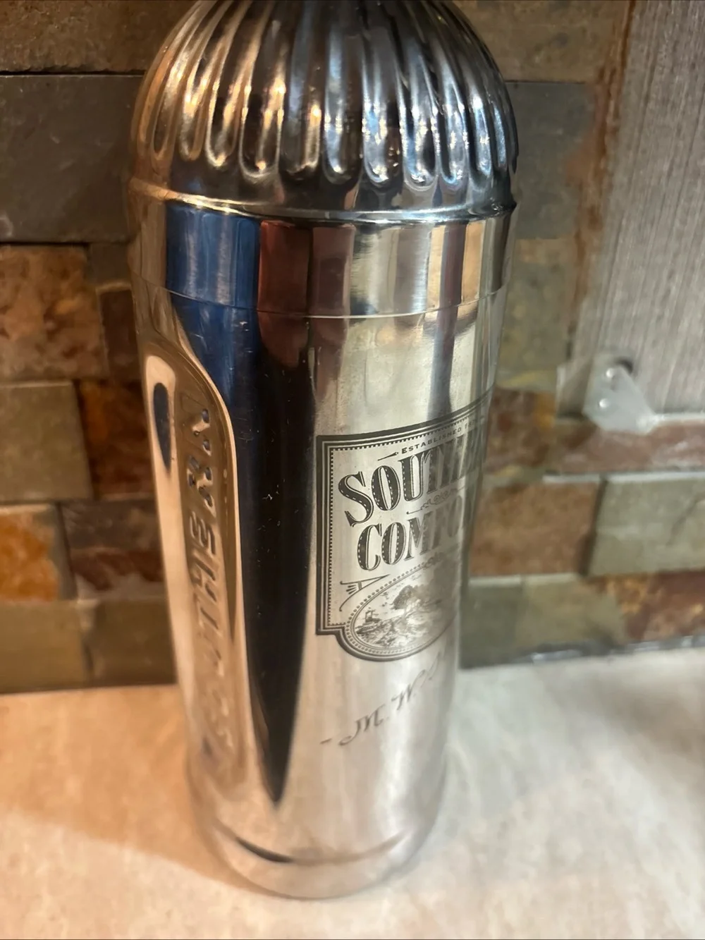 Southern Comfort Metal Cocktail Bottle Shaped Shaker  M.W. Heron's Vintage
